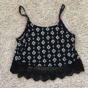 Black and White Patterned Crop Top